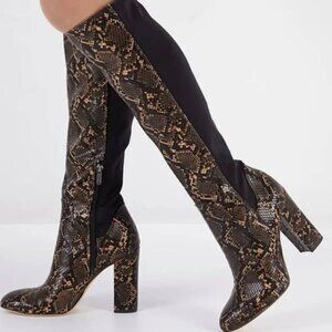NWOT Snakeskin Knee-High Boots CIRCUS Sam Edelman Clarimont Size 10 Block Heel